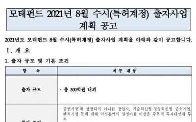 한국벤처투자, 8월 수시 출자사업 진행…300억 출자 [마켓인사이트]