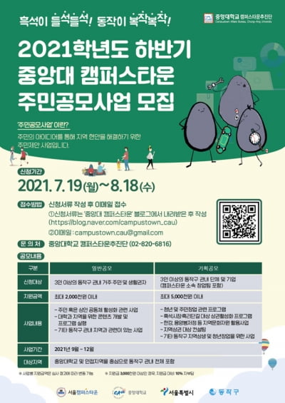 중앙대 캠퍼스타운, 동작구 현안 해결을 위한 ‘하반기 주민공모사업’ 참가자 모집