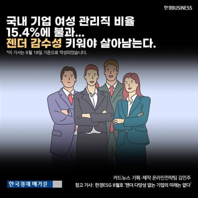 [영상 뉴스]국내 기업 여성 관리직 비율 15.4%에 불과... 젠더 감수성 키워야 살아남는다