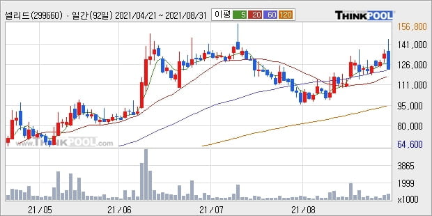 셀리드, 상승흐름 전일대비 +10.5%... 이 시각 거래량 33만9033주