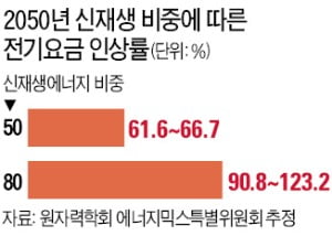 "신재생 80% 땐 전기료 2배 이상 올라…국민 부담 늘고 산업경쟁력 약화될 것"