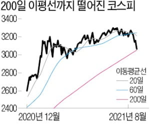 코스피, 장중 200일선 밑 '추락'