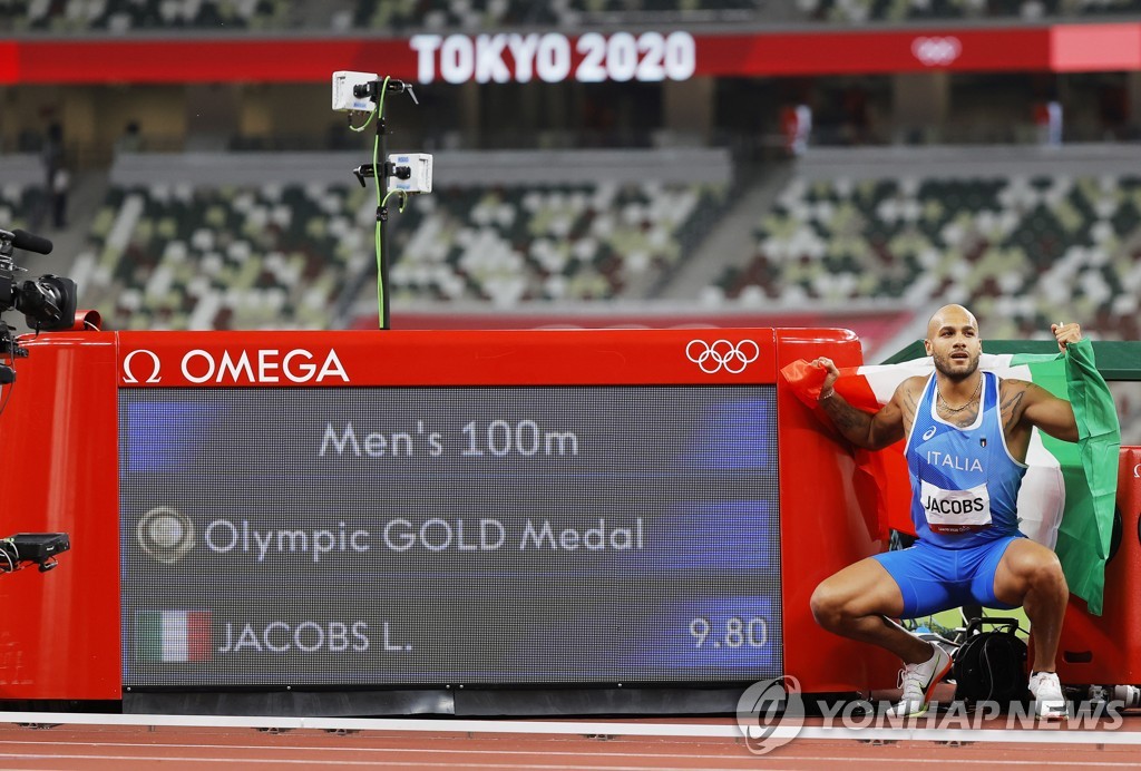 -올림픽- 제이컵스, 이탈리아 사상 첫 육상 100m 金…9초80
