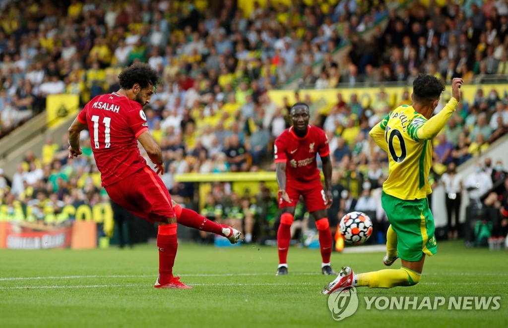 살라흐, EPL 최초 '5시즌 연속 개막전 골'…리버풀, 노리치 완파