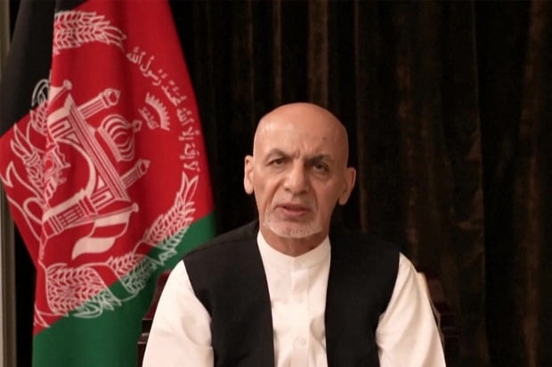 탈레반이 아프가니스탄의 수도 카불 입성 직전 도주한 아슈라프 가니 아프간 대통령이 페이스북을 통해 대국민 연설을 하고 있다. /사진=AFP