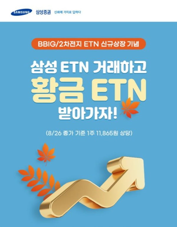 삼성증권 "신규 상장 ETN 거래시 금현물 ETN 증정"