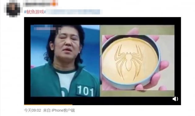 중국에서 불법 유툥되는 넷플릭스 '오징어 게임' 영상/사진=웨이보 캡처