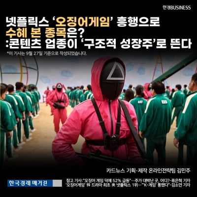 [카드뉴스]넷플릭스 '오징어게임' 흥행으로 수혜 본 종목은?