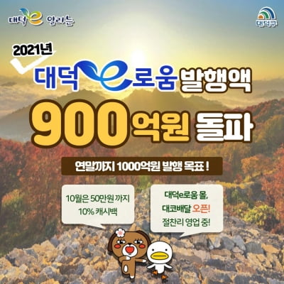 대전 대덕구 지역화폐 대덕e로움, 발행액 900억원 돌파