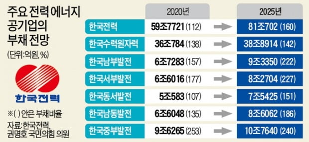 전력공기업 빚 해마다 6조↑…서부·남부발전 부채비율 200% '훌쩍'