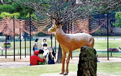 [포토] 진짜 사슴인 줄…덕수궁 미술전