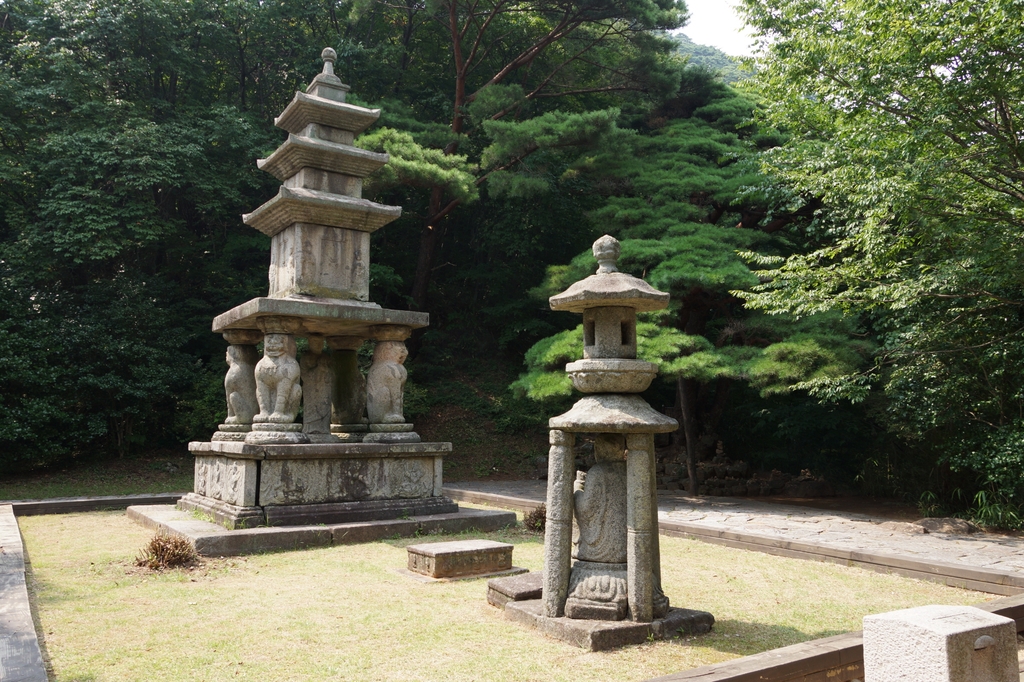 구례 화엄사 사사자 삼층석탑, 해체·수리 마치고 제모습으로