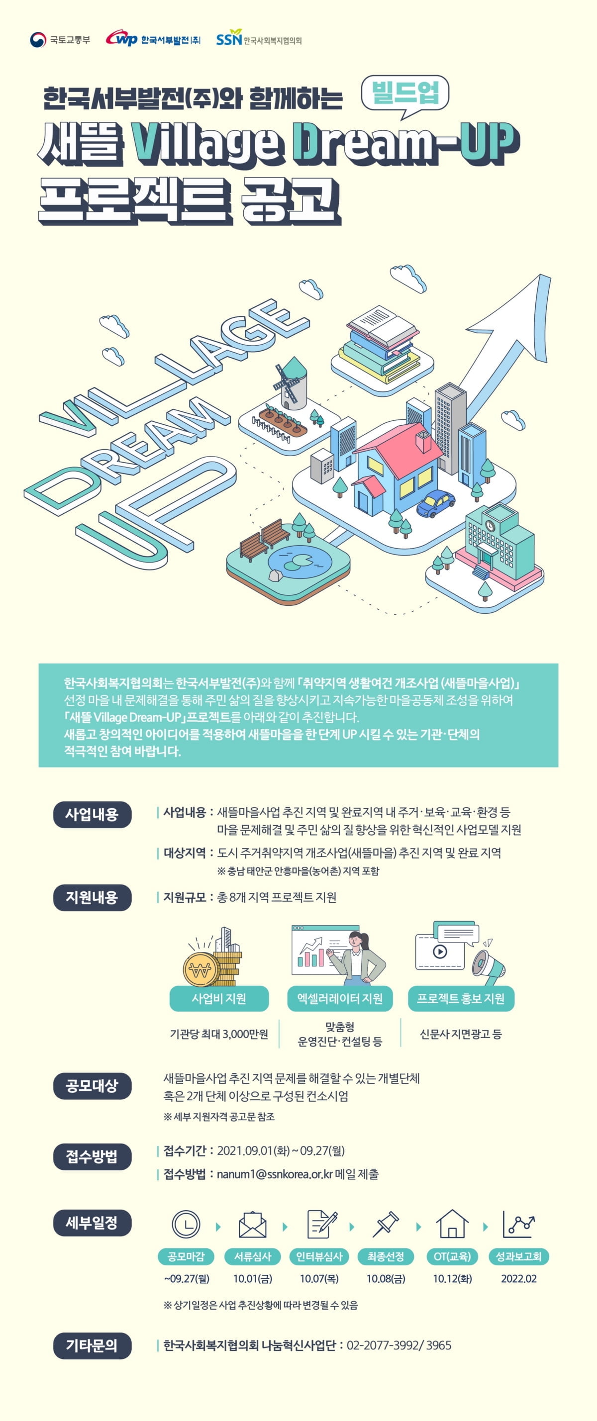국토부-사회복지협-서부발전, ‘2021년 새뜰 Village Dream-UP 프로젝트’ 공모 추진