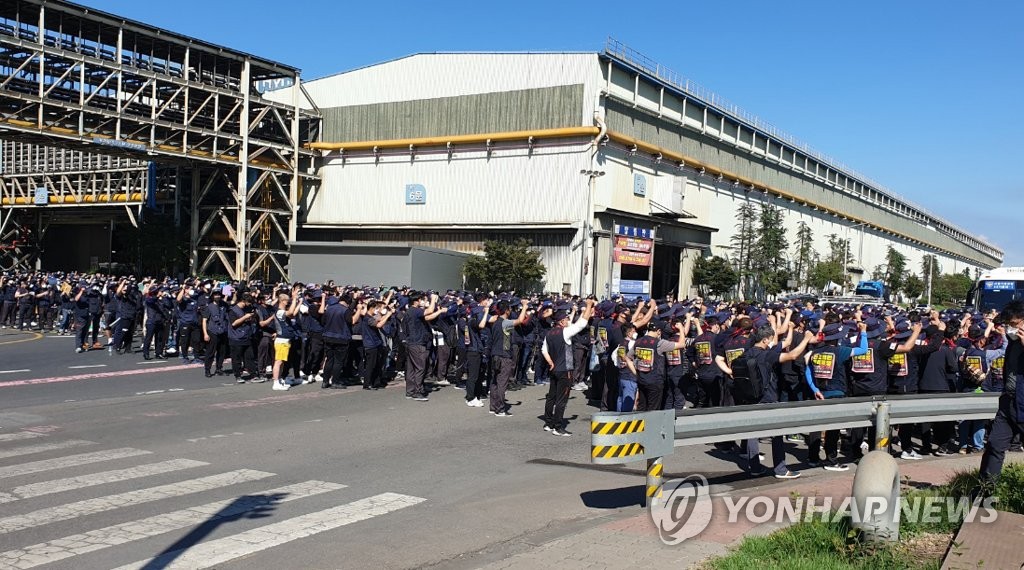 당진 현대제철 비정규직 노조원 1천여명 집회…경찰 "엄정대응"(종합)