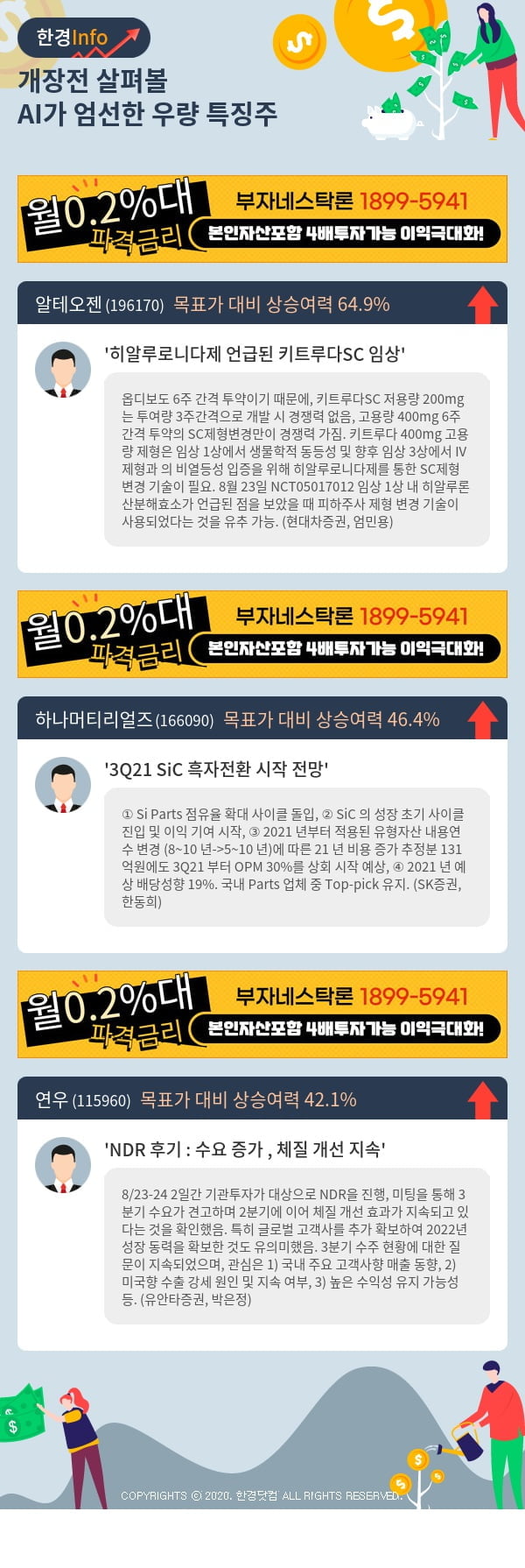 [핫클릭]개장전 살펴볼 AI가 엄선한 우량 특징주