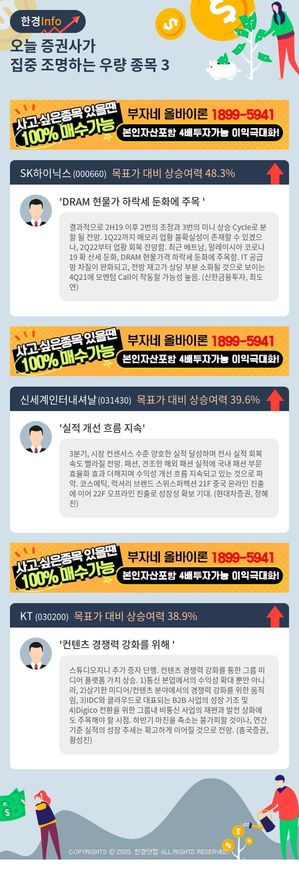 [핫클릭]오늘 증권사가 집중 조명하는 우량 종목 3