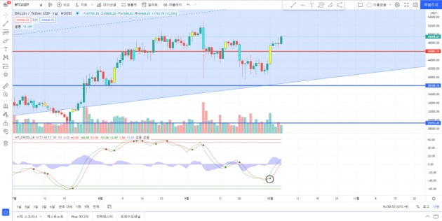 비트코인 1일봉 웨이브 크로스 차트