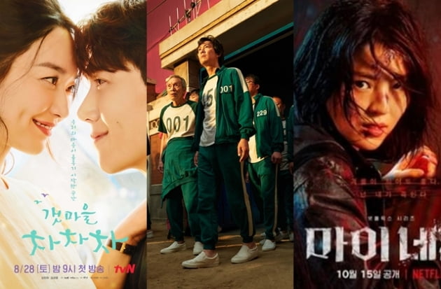 '갯마을 차차차', '오징어 게임', '마이네임' /사진=넷플릭스, tvN