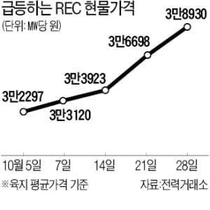 [단독] REC 가격 3주새 20% 급등…태양광 사업자 배려하려다 전기료 인상 빨라진다