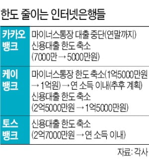 대출규제에 날개 꺾인 인터넷은행