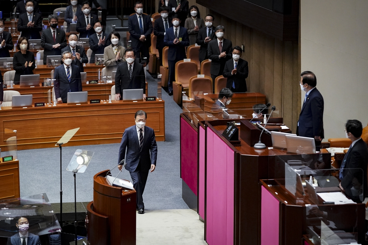 문 대통령은 25일 오전 국회를 찾아 2022년도 예산안 시정연설을 했다. (청와대 제공)