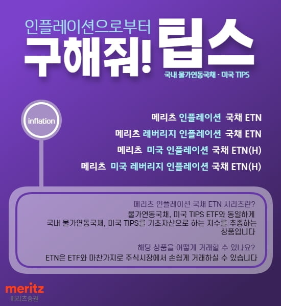 "인플레이션 대비"…메리츠證 "물가연동국채 ETN 4종 주목"