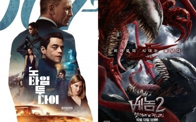 [무비차트TEN] '007'→'베놈2' 극장가 점령…손익분기점 못 넘는 韓영화