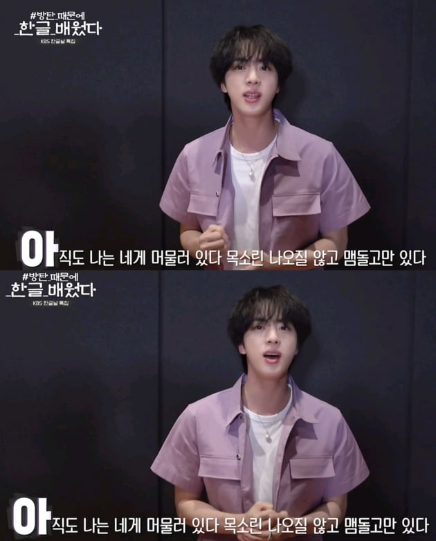 방탄소년단 진, 예쁜 얼굴 예쁜 음색…한글날에 전한 특별한 무반주 '어비스'