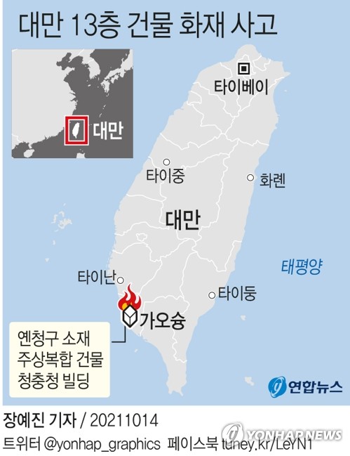 대만 13층 노후 주상복합 화재 참사…46명 사망·41명 부상(종합4보)