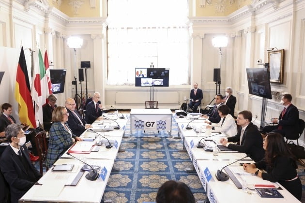 주요 7개국(G7) 경제·통상장관들이 10월 22일(현지 시간) 영국 런던의 맨션 하우스에서 G7 통상 서밋에 참가하고 있다. 연합뉴스