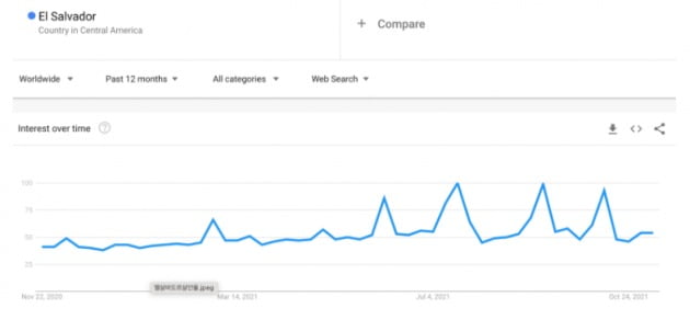 12개월 ‘El Salvador’ 검색량 추이 / 출처: 구글 트렌드