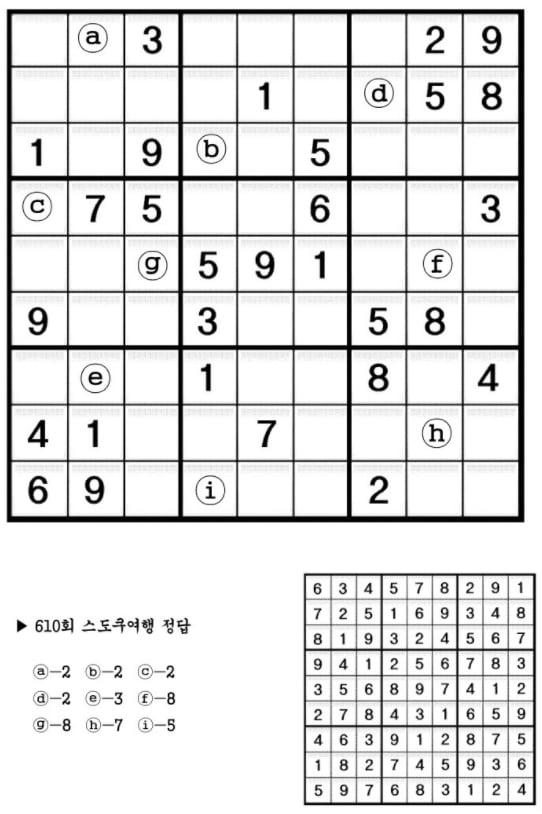 [수학 두뇌를 키워라] 스도쿠 여행 (611)