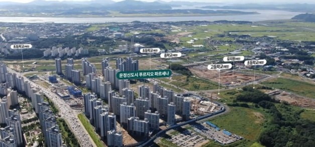 내년 입주 예정으로 최근 후분양했던 '운정신도시 푸르지오 파르세나' 단지와 주변 전경. / 자료=대우건설