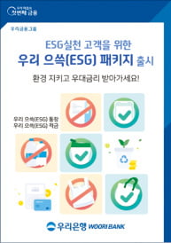 우리은행, ESG 활동 실천하면 수수료 면제·금리우대