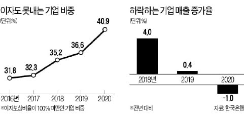 [임현우 기자의 키워드 시사경제] 이자 갚을 만큼도 못 버는 기업, 사상 처음 40% 넘었다