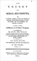 애덤 스미스의 《도덕감정론》 1790년 개정판 표지. 스미스는 이 최종 판본이 출간된 지 두 달 뒤에 사망했다. 