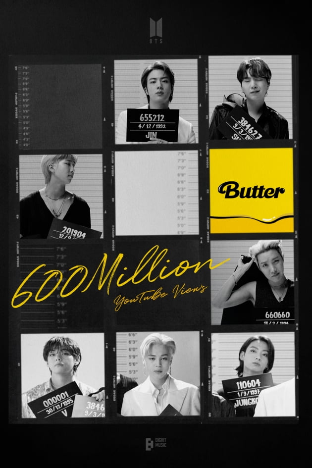 여전히 뜨거운 방탄소년단 ‘Butter’ 뮤직비디오, 6억뷰 달성