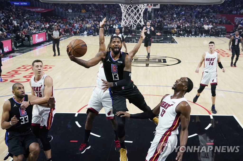 NBA 클리퍼스, 마이애미 잡고 6연승…조지 4쿼터 결정적 9점