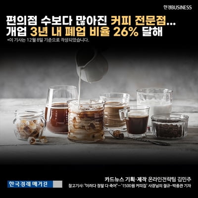 [카드뉴스]편의점 수보다 많아진 커피 전문점... 개업 3년 내 폐업 비율 26% 달해