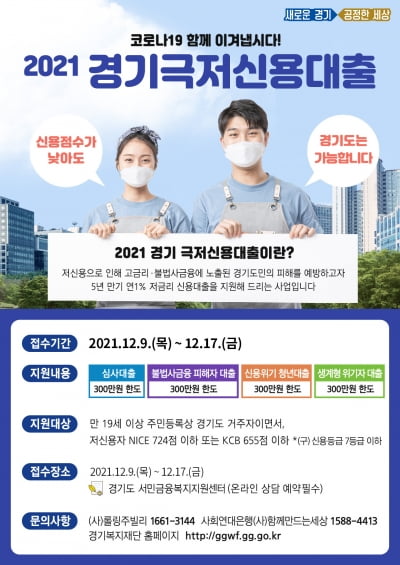 경기도, 오는 17일까지 '극저신용대출' 마지막 신청 접수