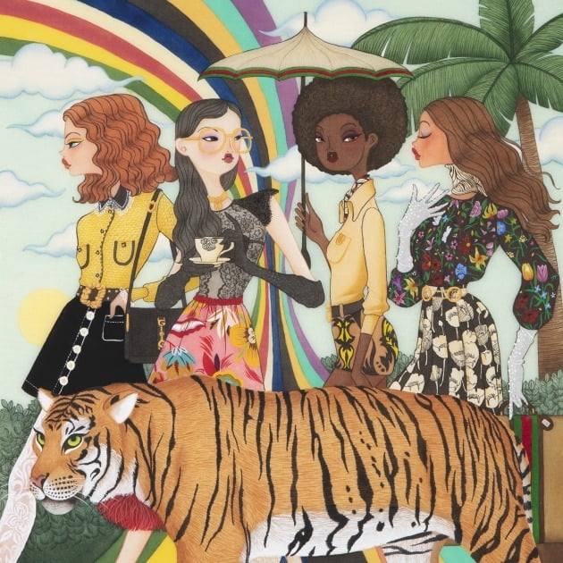 강민지, GUCCI Girls, 50×50cm, 비단에 진채, 2021