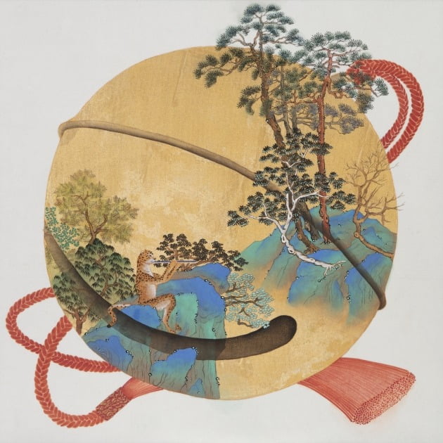 장원실, 금령청옥적(金鈴靑玉笛), 50×50cm, 비단에 진채, 2021