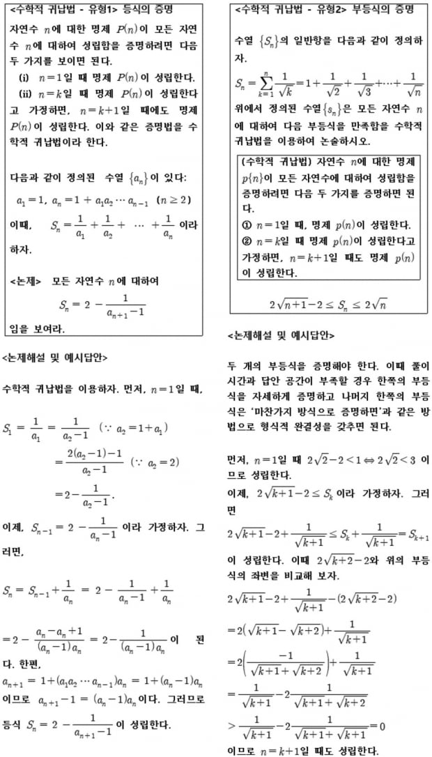 2022학년도 논술길잡이 출제 빈도 높은 수학적 귀납법 증명 문제 | 생글생글