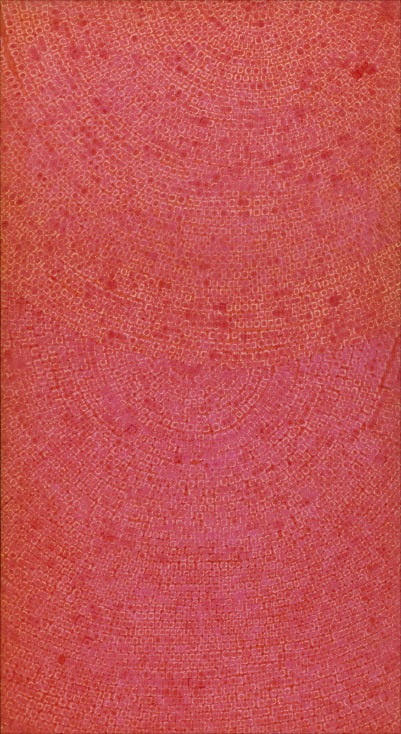 40억원에 낙찰된 김환기(1913~1974)의 붉은색 전면점화 ‘1-VII-71 #207’(1971). /서울옥션 제공 