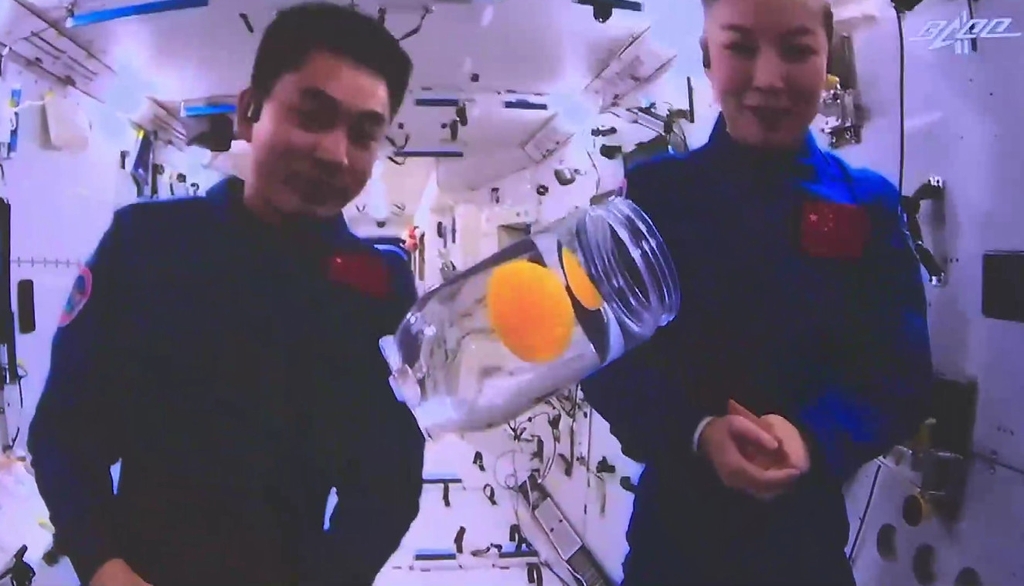 우주에서 물속에 탁구공 넣으면…중국 우주비행사 라이브 특강
