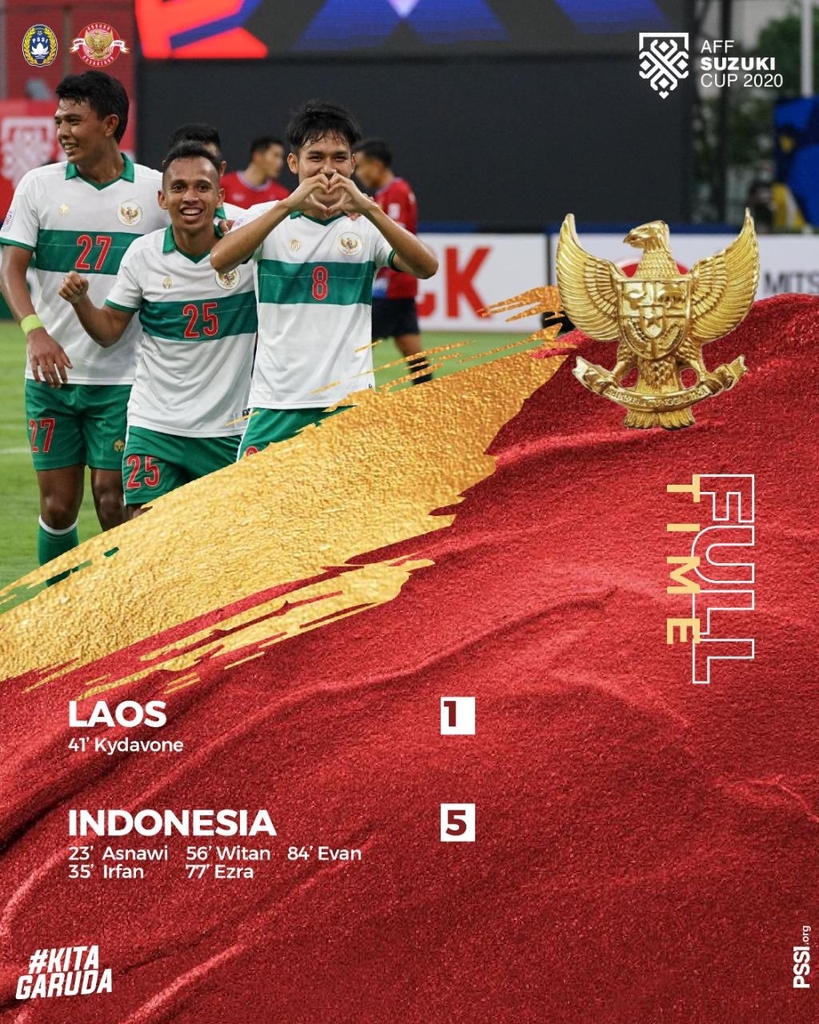 신태용의 인도네시아, 라오스 5-1 완파…스즈키컵 2연승