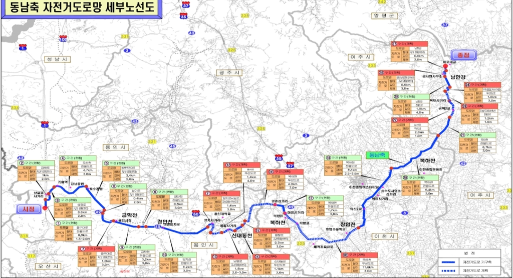 용인∼이천∼여주 잇는 '동남축 광역 자전거도로' 내년 준공