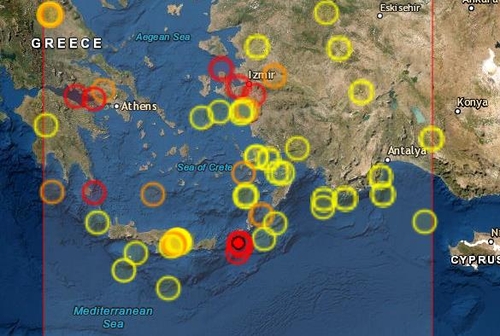 그리스 크레타섬 인근서 규모 5.2·5.4 지진…피해 보고 없어(종합)