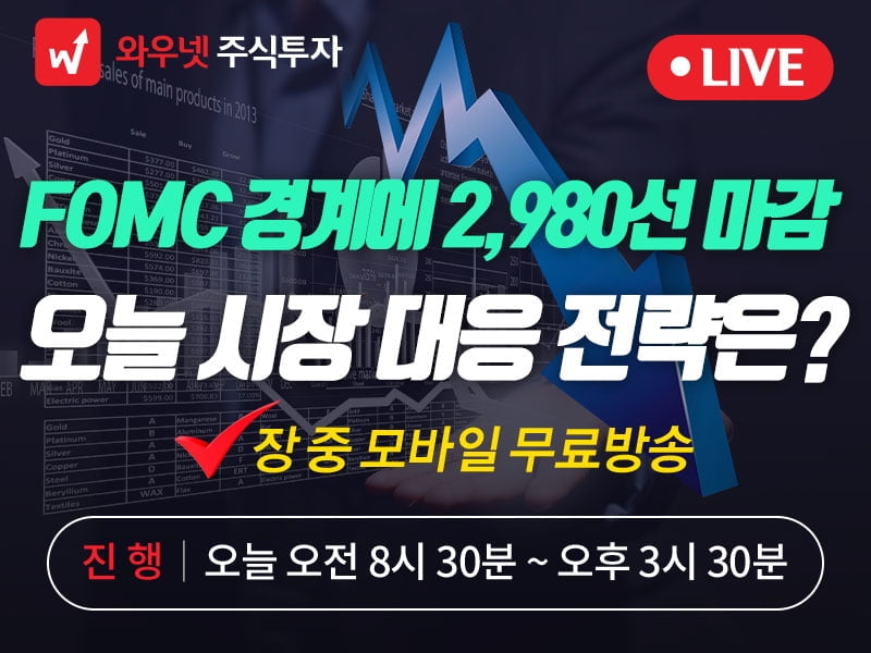 [와우넷 공개방송] "FOMC 경계에 2,980선 마감"...오늘 시장 대응 전략은?