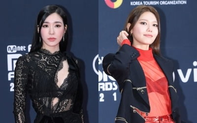 티파니영·최수영, 시스루 패션도 멘트도 '화끈하게'…'MAMA' 살린 소녀시대[TEN피플]